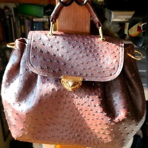 Imoshion Textured Brown Satchel with Gold Hardware